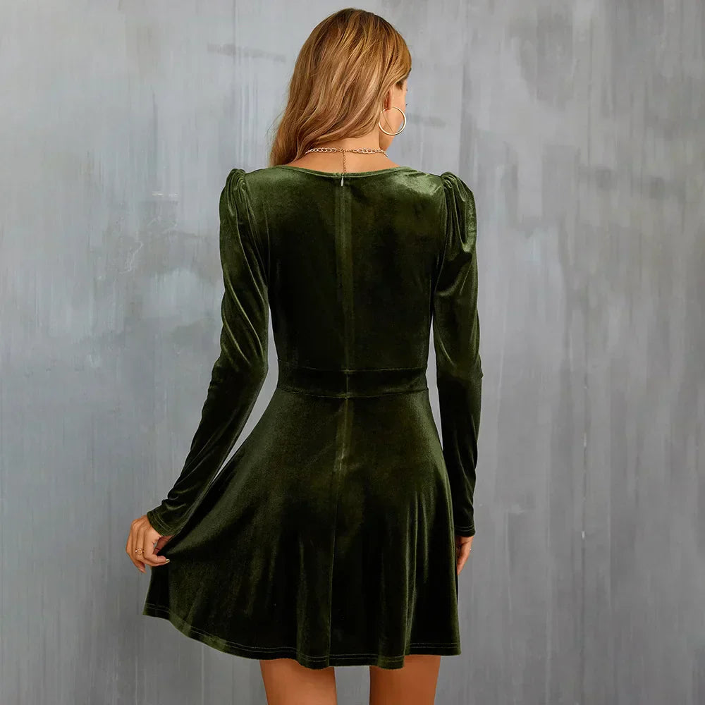 Midi Long Sleeve Evening Dress for Elegant Occasions
