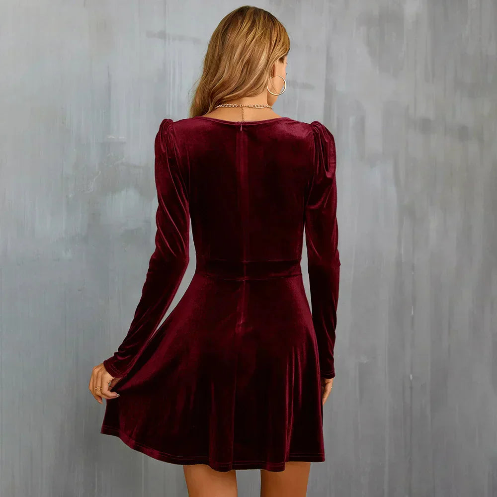 Midi Long Sleeve Evening Dress for Elegant Occasions