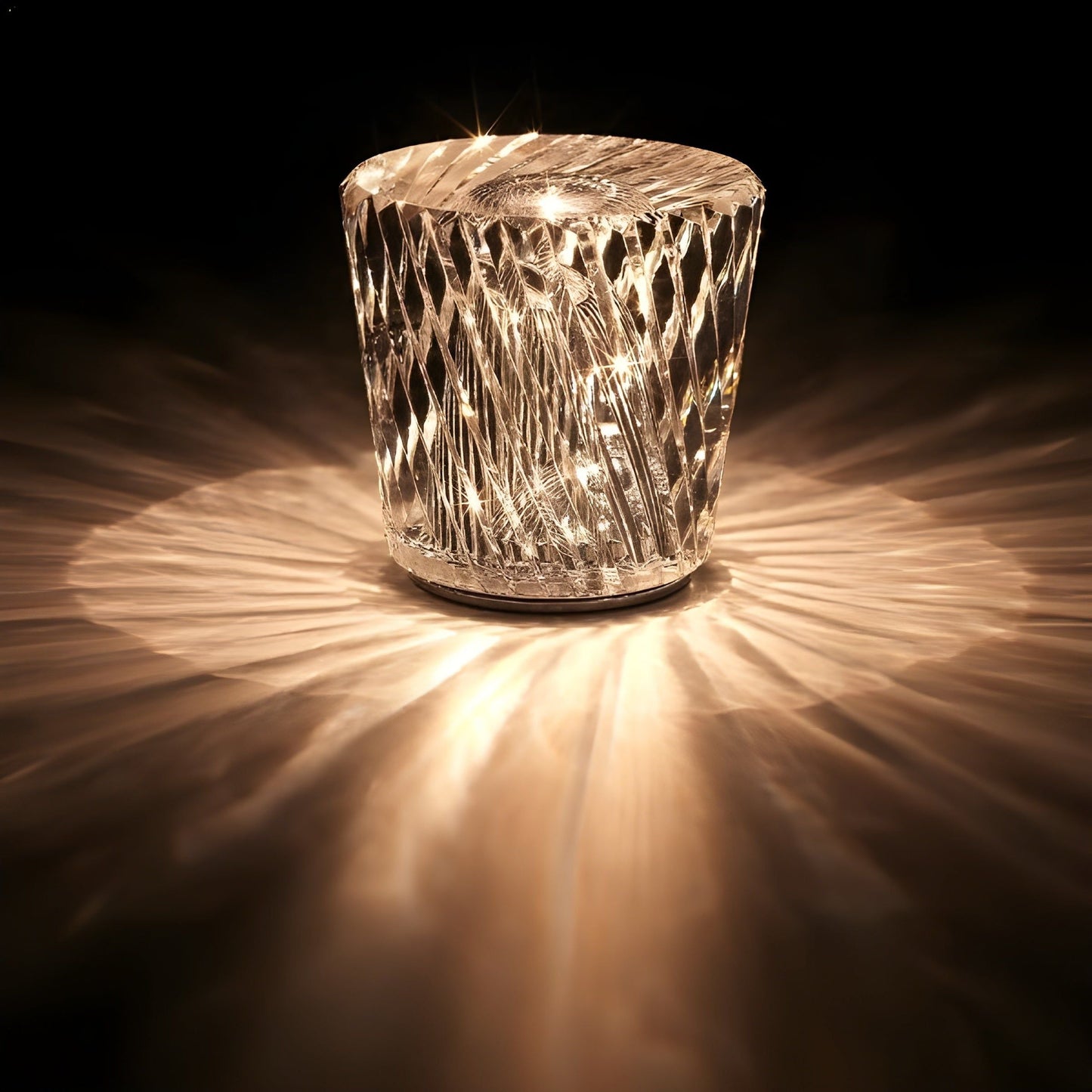 Rechargeable LED Crystal Table Lamp with Diamond Design
