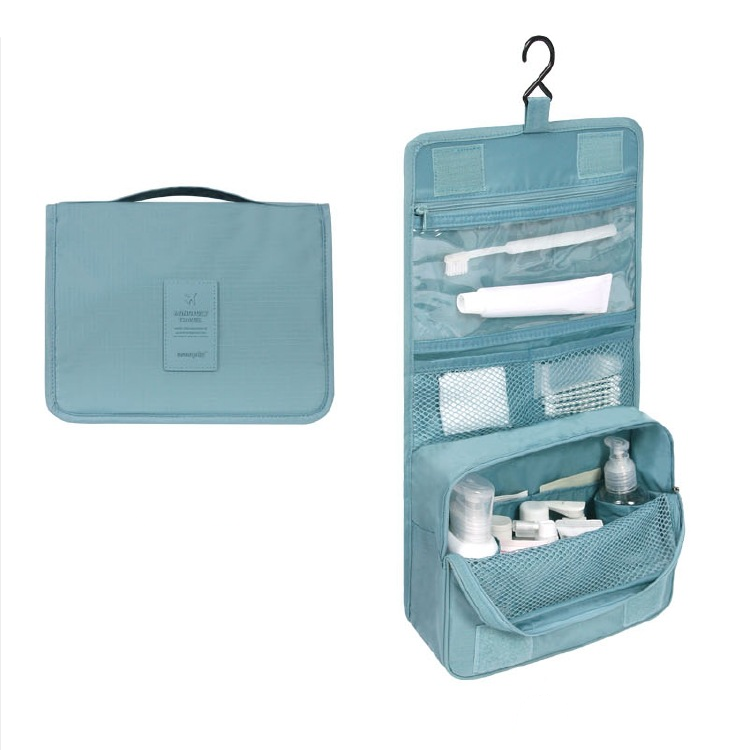 Compact Toiletry Organizer with Water-Resistant Design and Hanging Hook