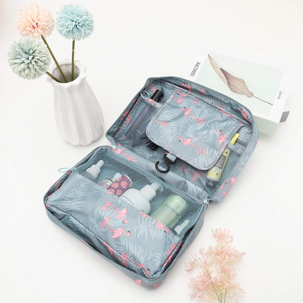 Compact Toiletry Organizer with Water-Resistant Design and Hanging Hook