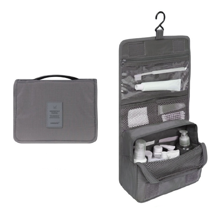 Compact Toiletry Organizer with Water-Resistant Design and Hanging Hook