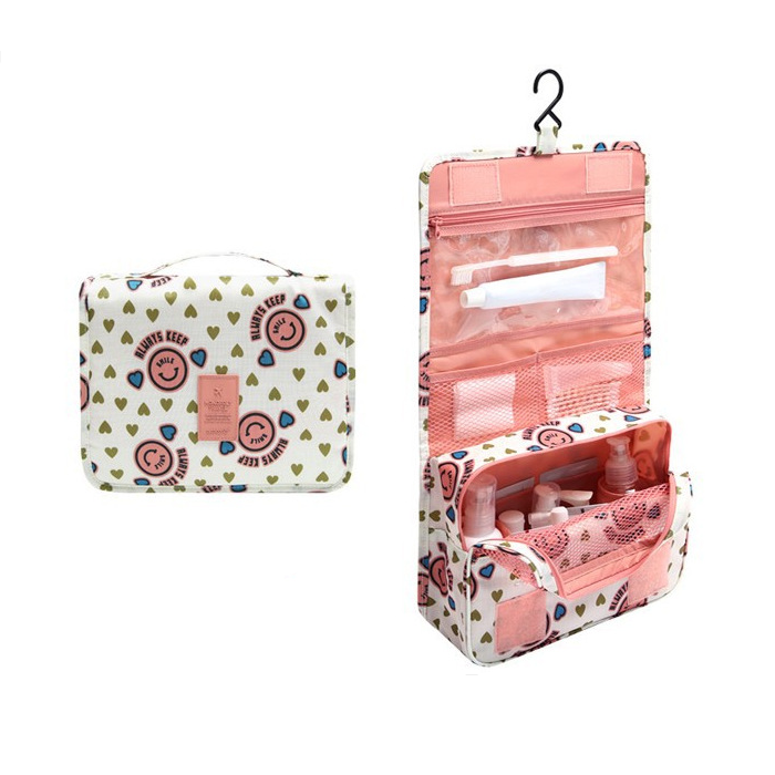 Compact Toiletry Organizer with Water-Resistant Design and Hanging Hook