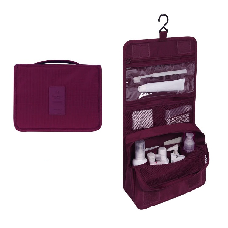 Compact Toiletry Organizer with Water-Resistant Design and Hanging Hook