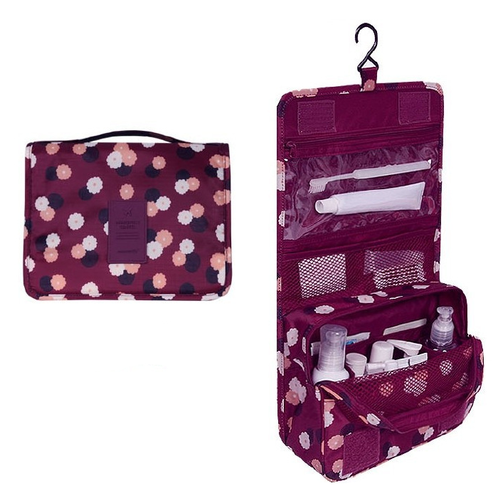Compact Toiletry Organizer with Water-Resistant Design and Hanging Hook