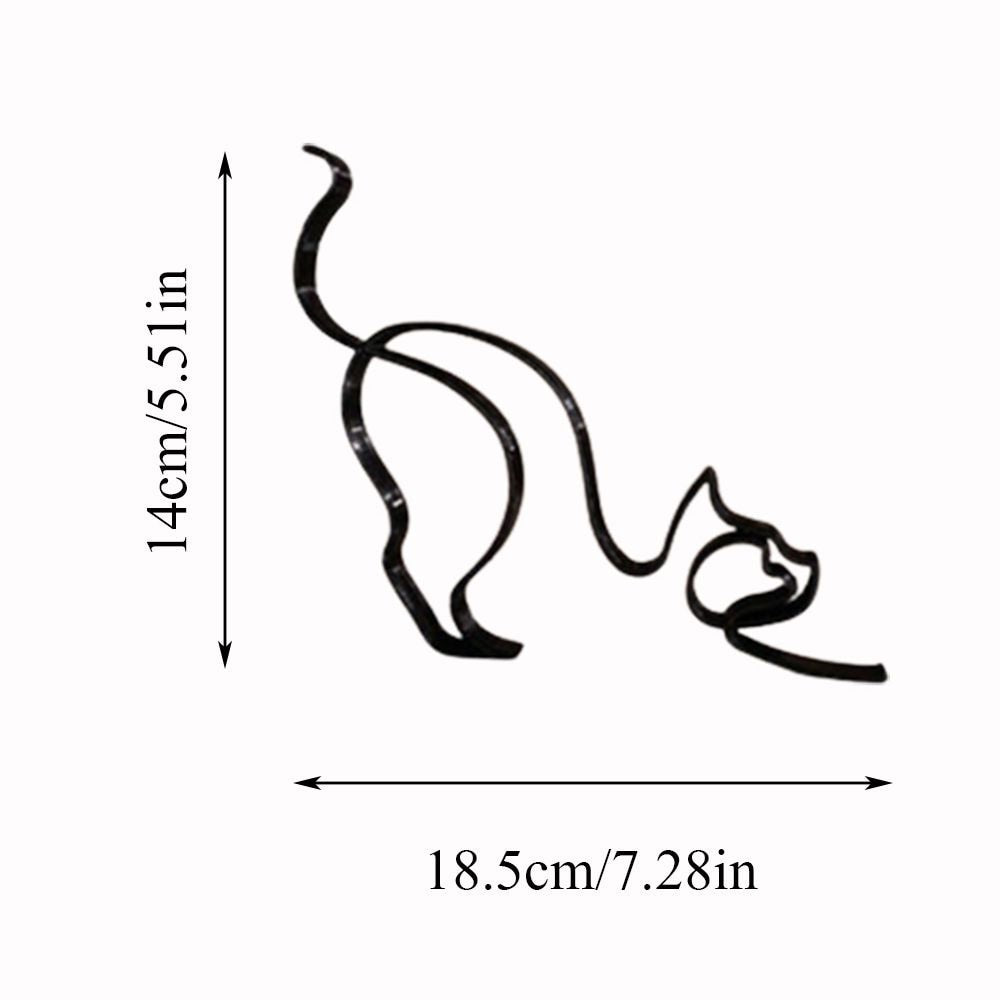 Abstract Black Metal Cat and Dog Sculpture Desk Ornament