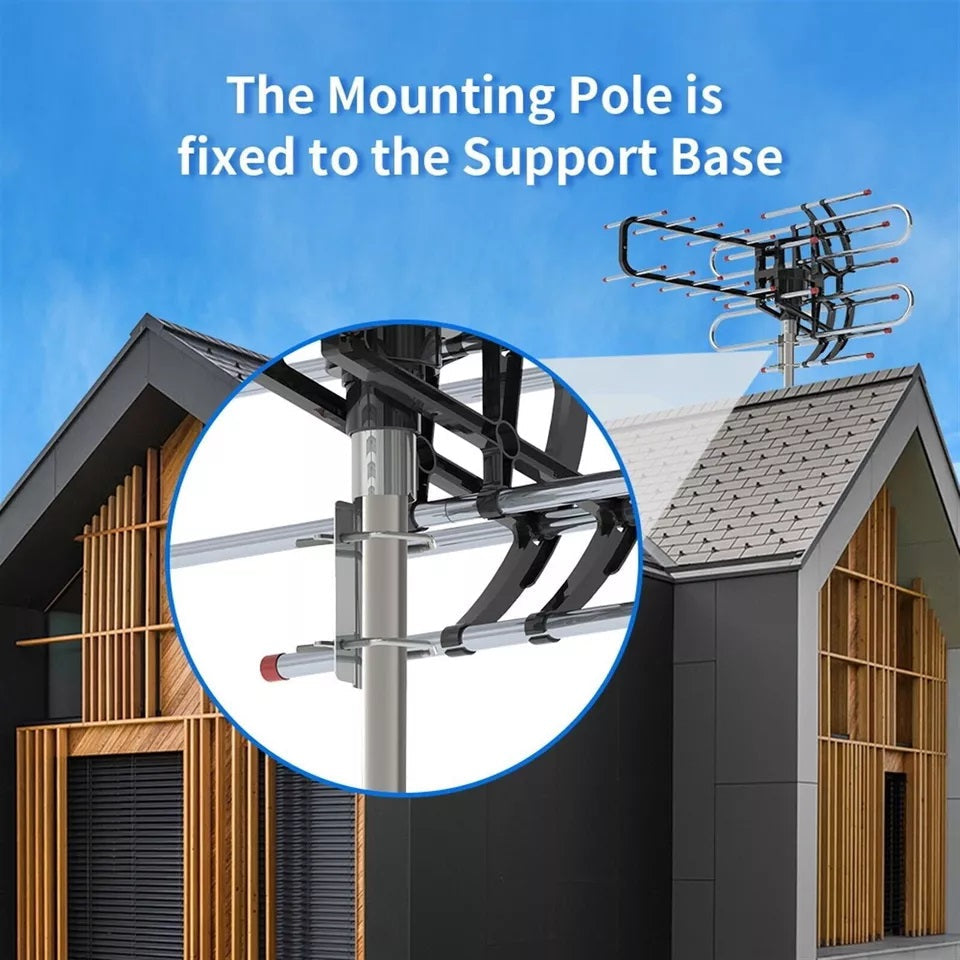 Long Range 360-Degree Outdoor TV Antenna with HD Signal Booster