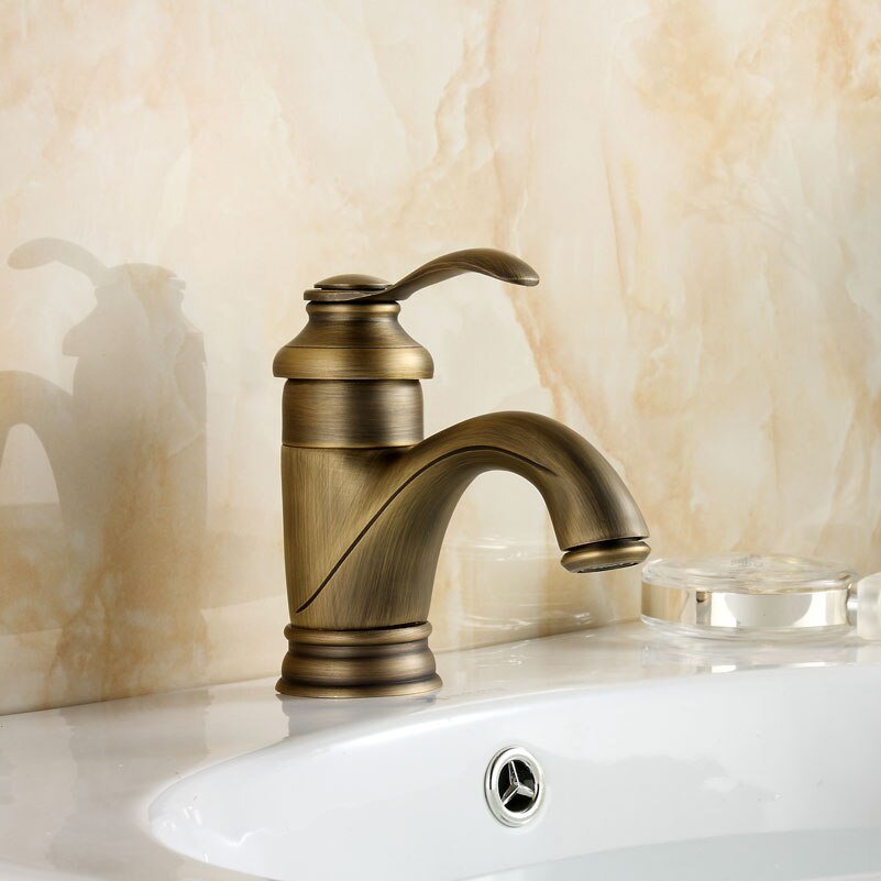 Antique Brass Bathroom Faucet Sink Mixer Tap