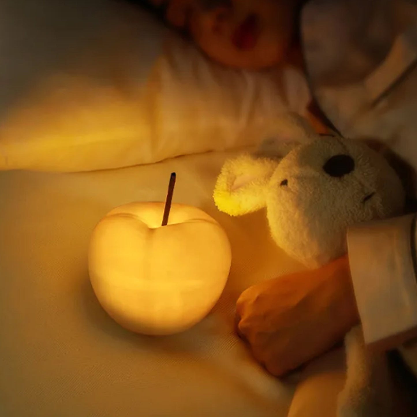 Translucent Apple Table Lamp with LED Bulb