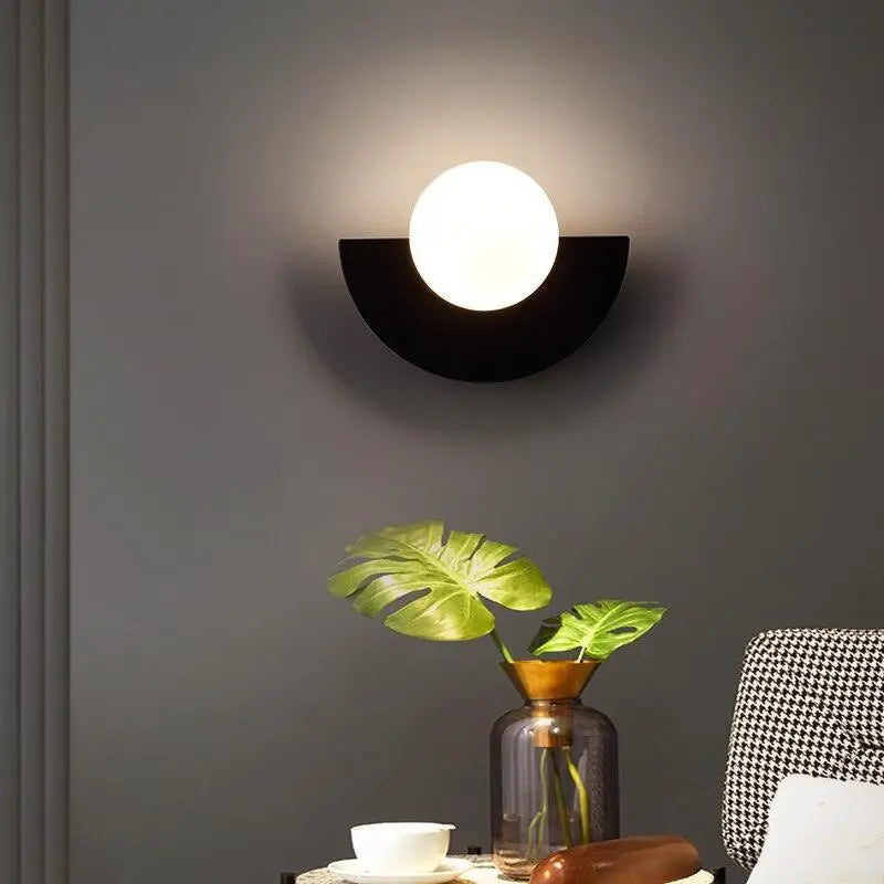 Half-Moon Colored Wall Light with Round Diffuser