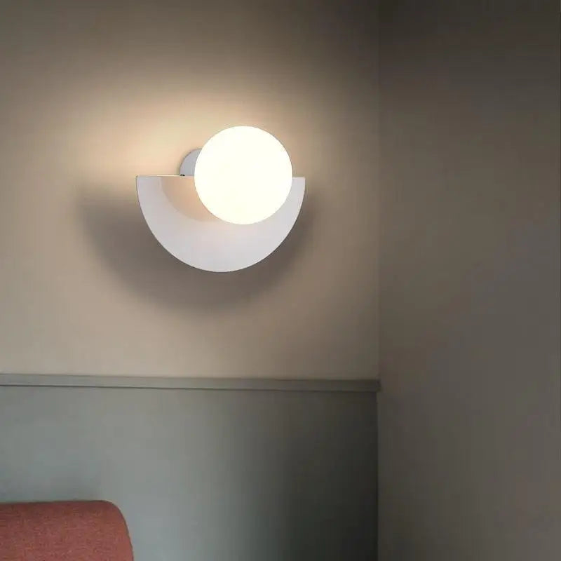 Half-Moon Colored Wall Light with Round Diffuser