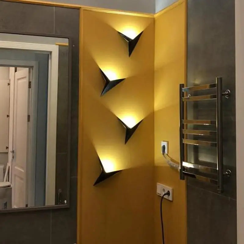Triangular Geometric LED Wall Sconce in Black, White, or Gold