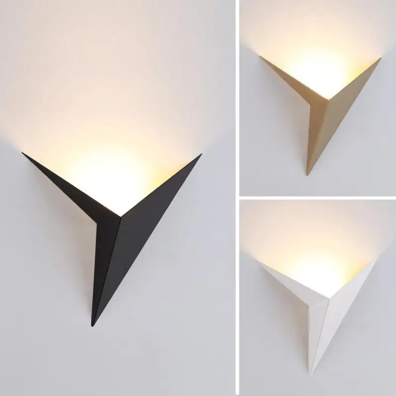 Triangular Geometric LED Wall Sconce in Black, White, or Gold