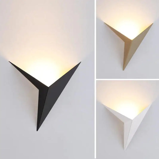 Triangular Geometric LED Wall Sconce in Black, White, or Gold