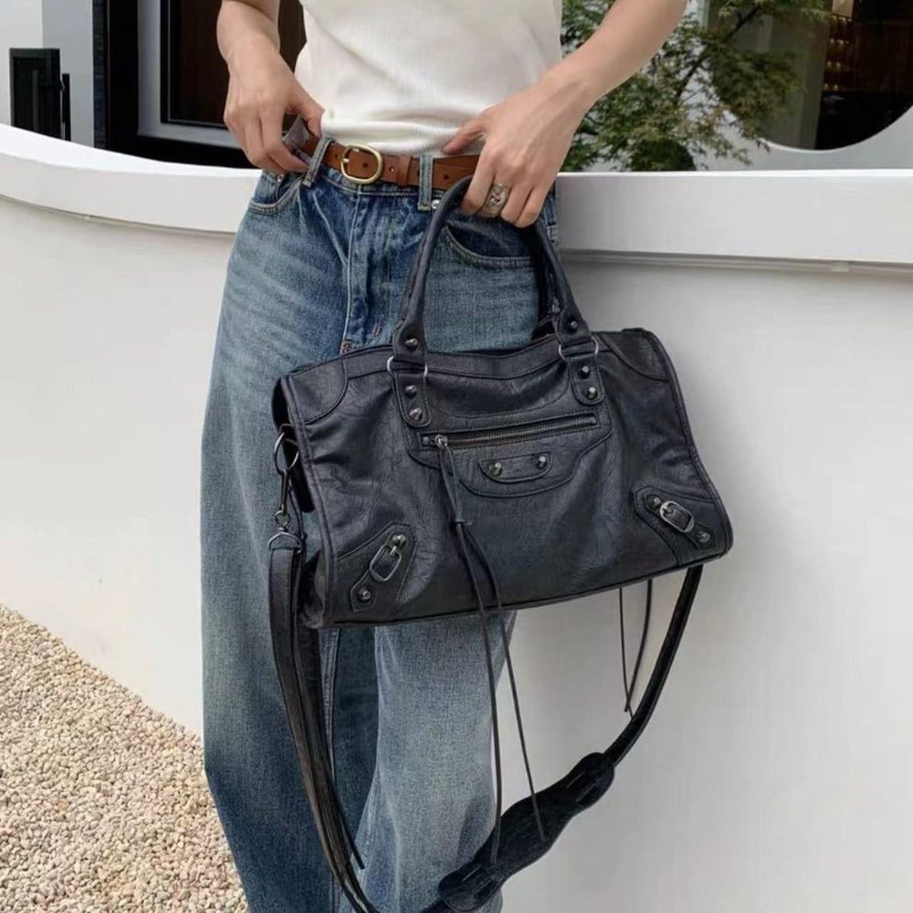 Spacious Modern Shoulder Bag with Stud Details