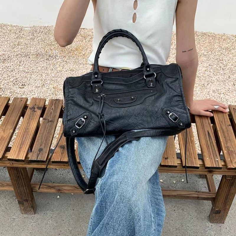 Spacious Modern Shoulder Bag with Stud Details
