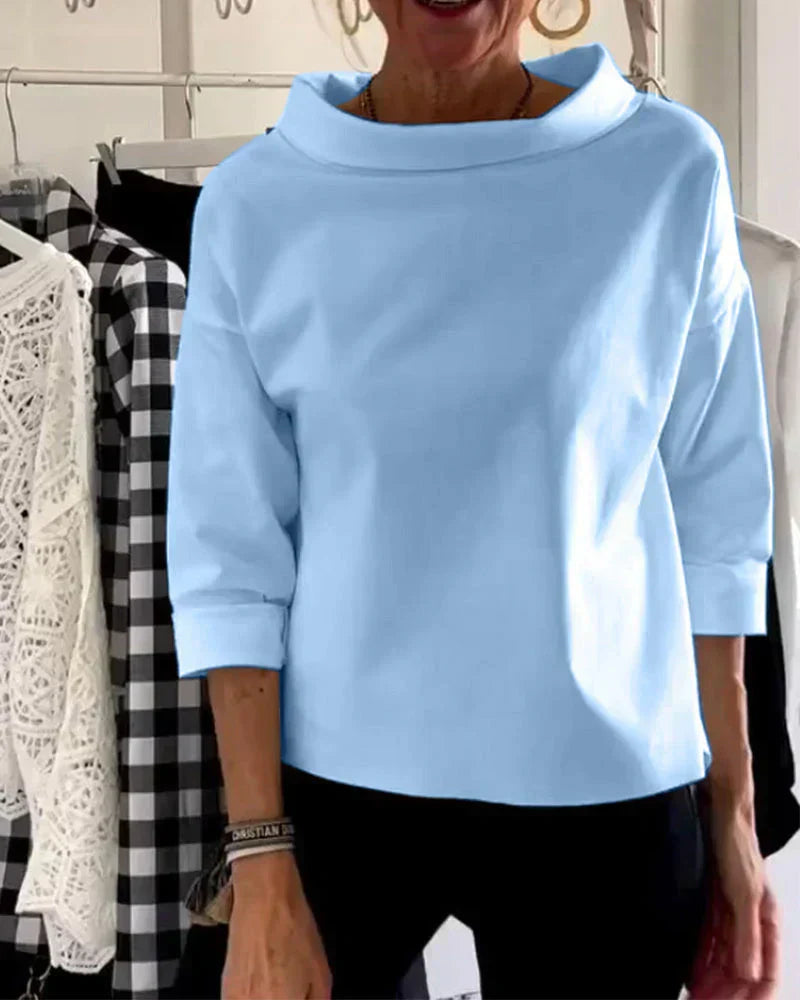 Elegant Boat Neck Three-Quarter Sleeve Top