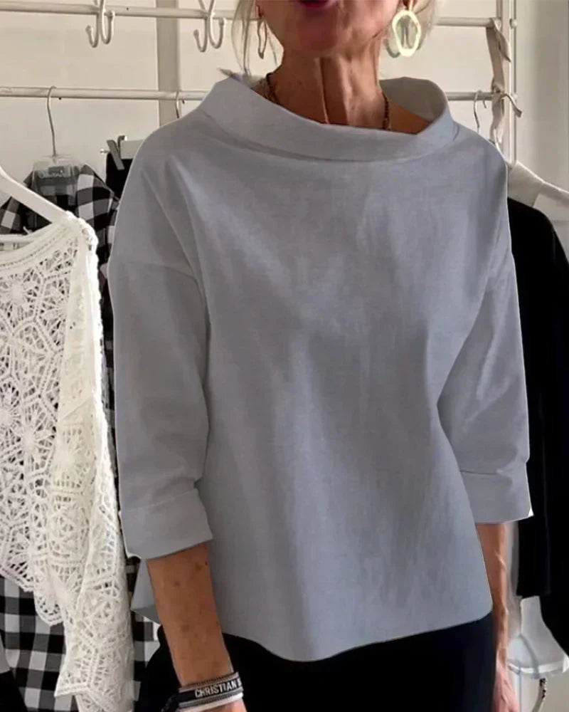 Elegant Boat Neck Three-Quarter Sleeve Top