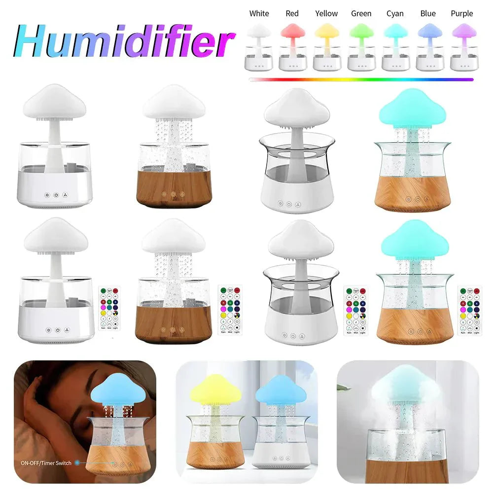 Aromatic Night Light Humidifier with Adjustable Rainfall and Soothing Sounds