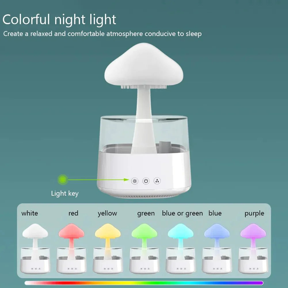Aromatic Night Light Humidifier with Adjustable Rainfall and Soothing Sounds