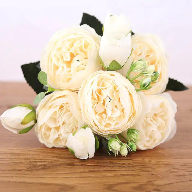 Silk Peony Flower Arrangement - Life-like Pink Bouquet