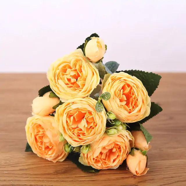 Silk Peony Flower Arrangement - Life-like Pink Bouquet