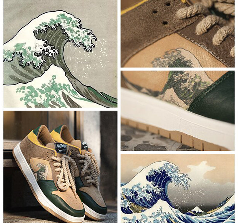 Artistic Platform Sneakers with Wave Design for Men and Women