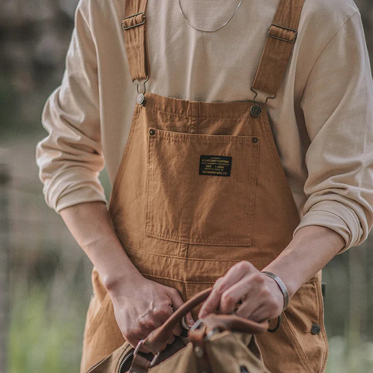 Slim Fit Cotton Duck Chore Overalls with Pockets