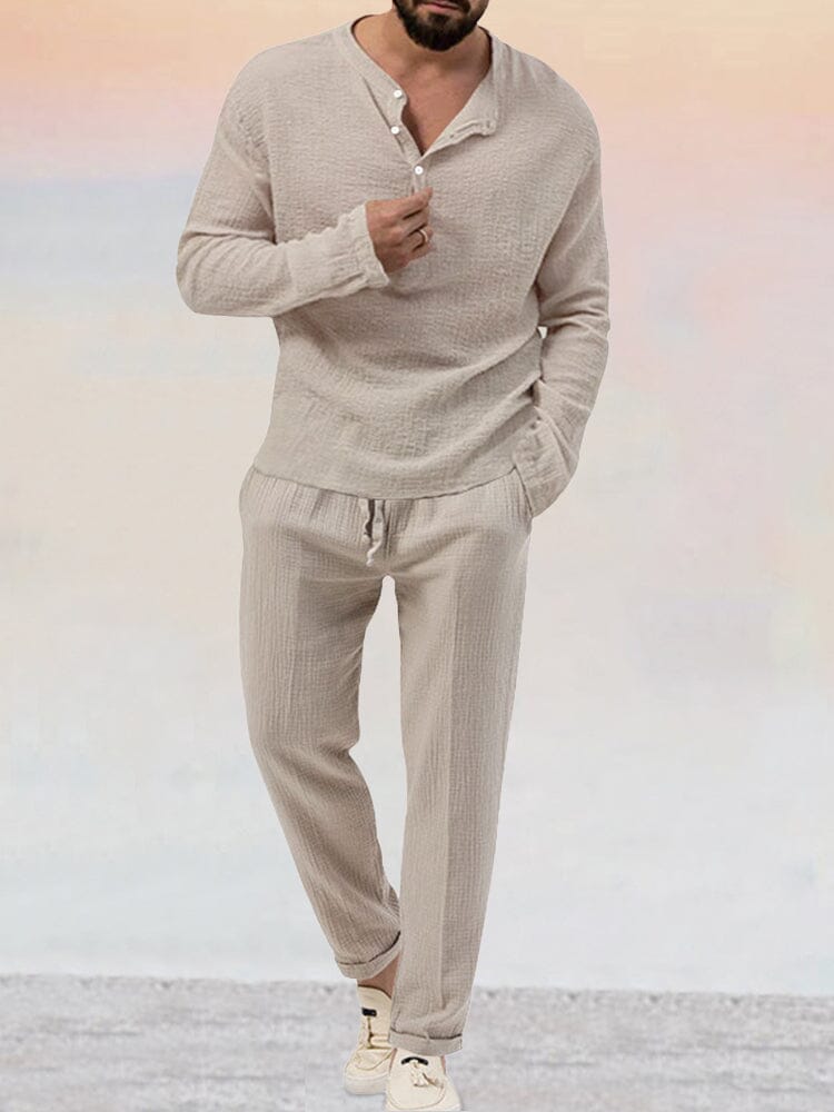 Men's Breathable 100% Linen Summer Set