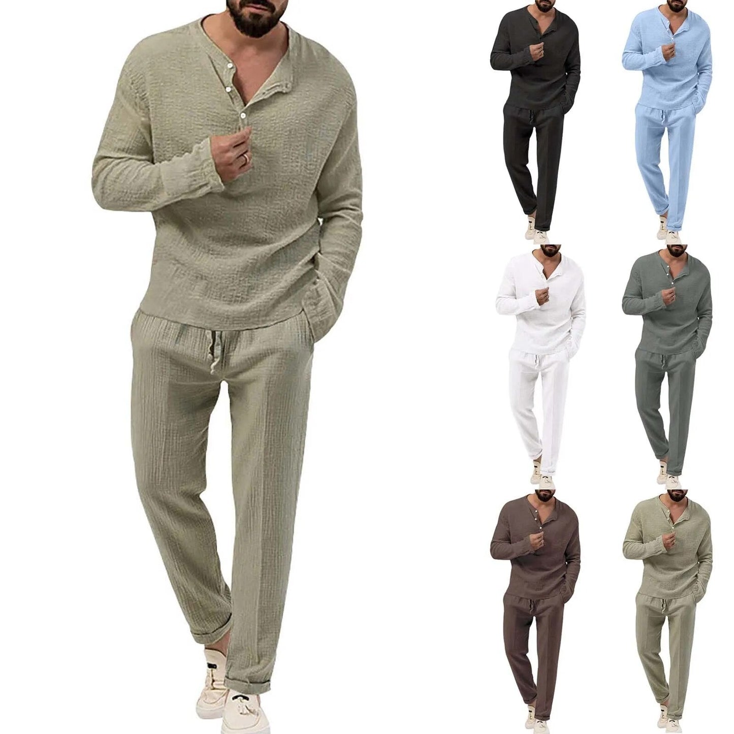 Men's Breathable 100% Linen Summer Set