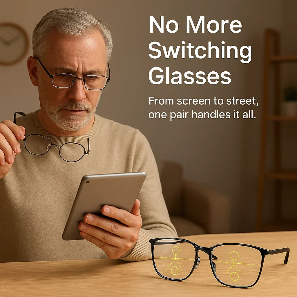 Progressive Multifocal Glasses with Anti-Glare and Blue Light Filtering