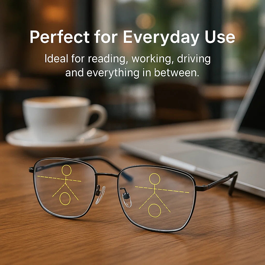 Progressive Multifocal Glasses with Anti-Glare and Blue Light Filtering