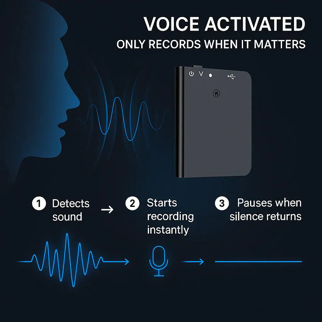 Mini Portable Voice Recorder with Sound Activation and Playback