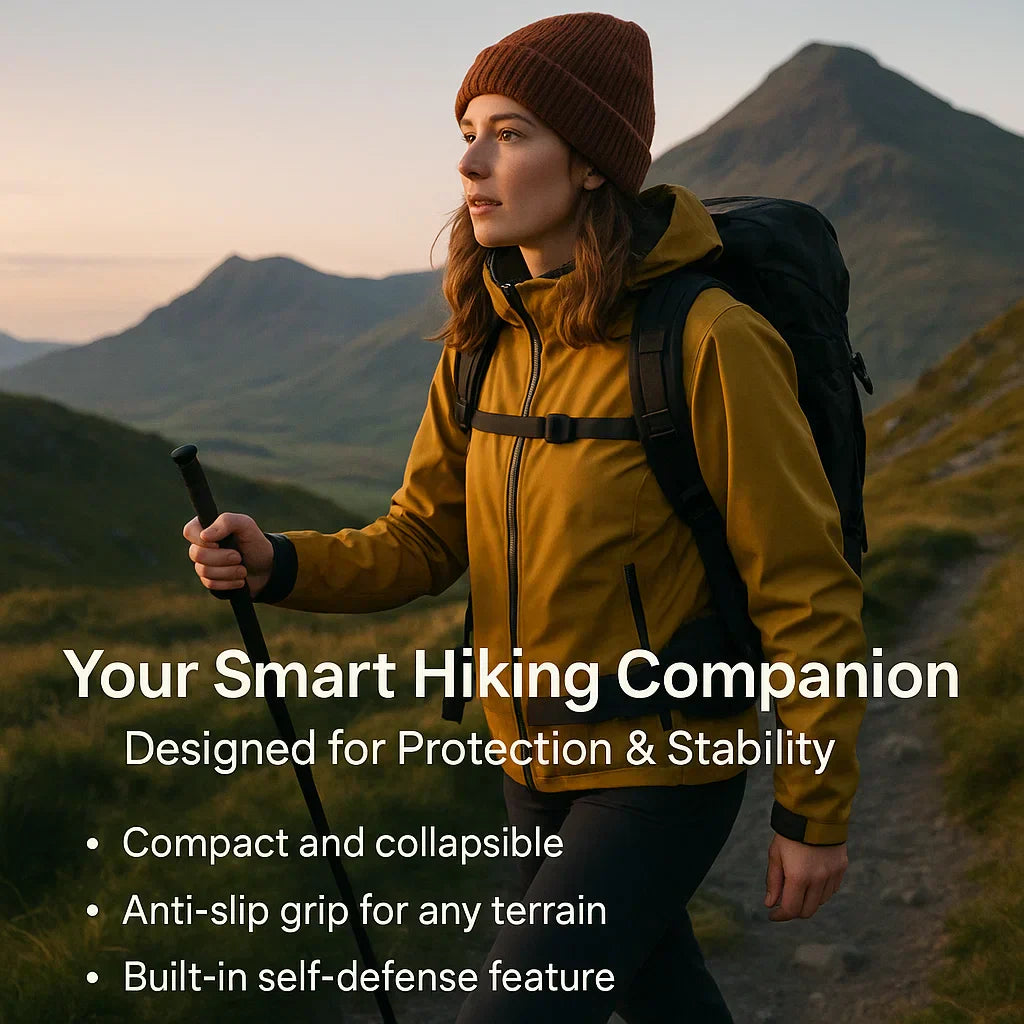 Automatic Self Defense Hiking Walking Stick with Anti-Slip Grip