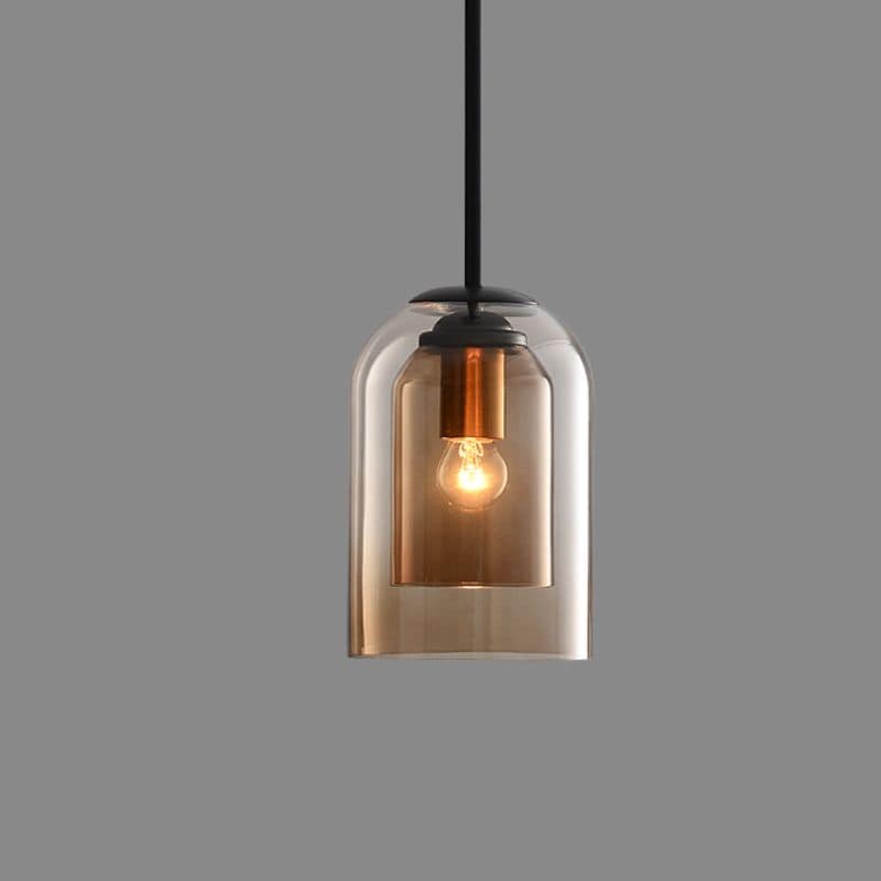 Double Glass Pendant Lamp in Smoke Gray and Rust