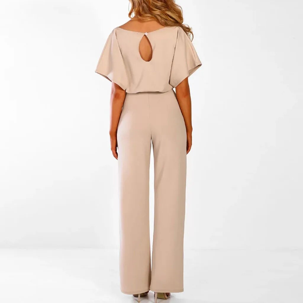 Elegant V-Neck Full-Length Jumpsuit with Flattering Fit
