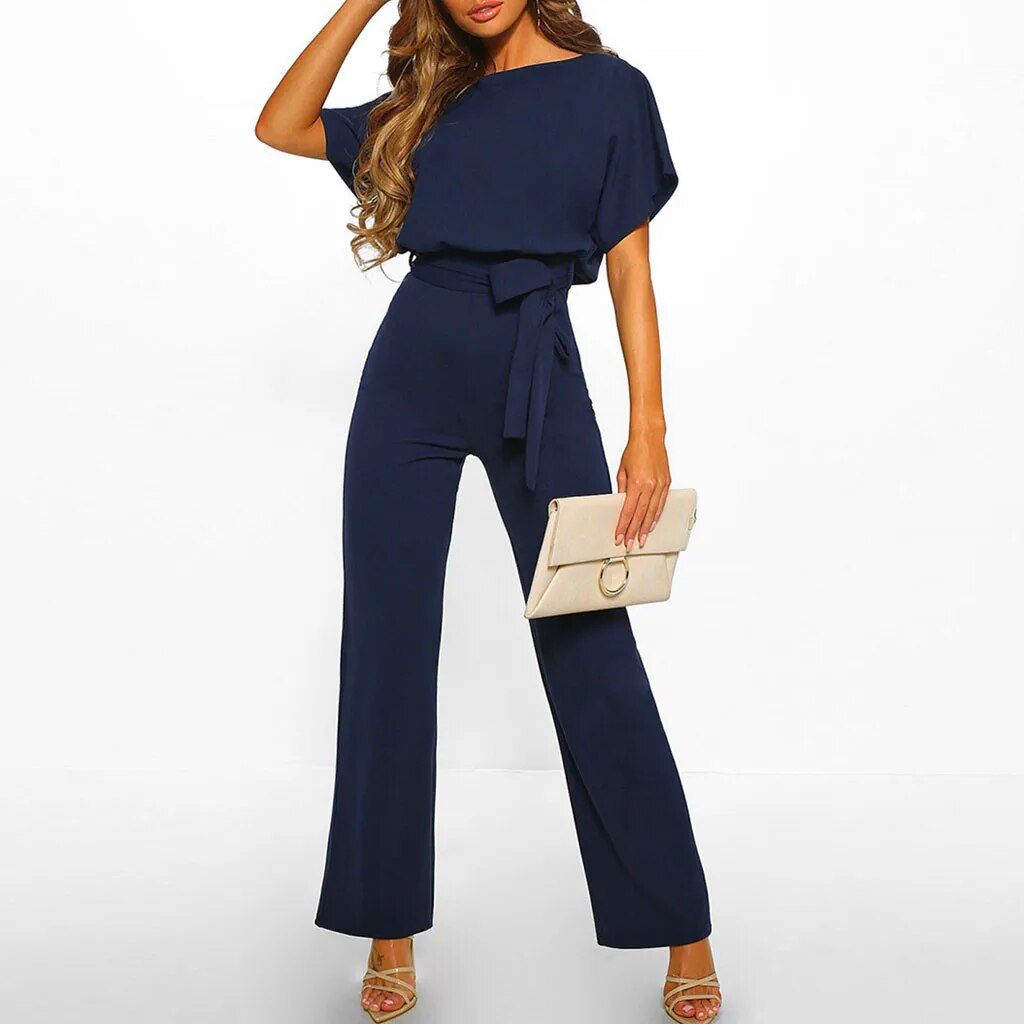Elegant V-Neck Full-Length Jumpsuit with Flattering Fit