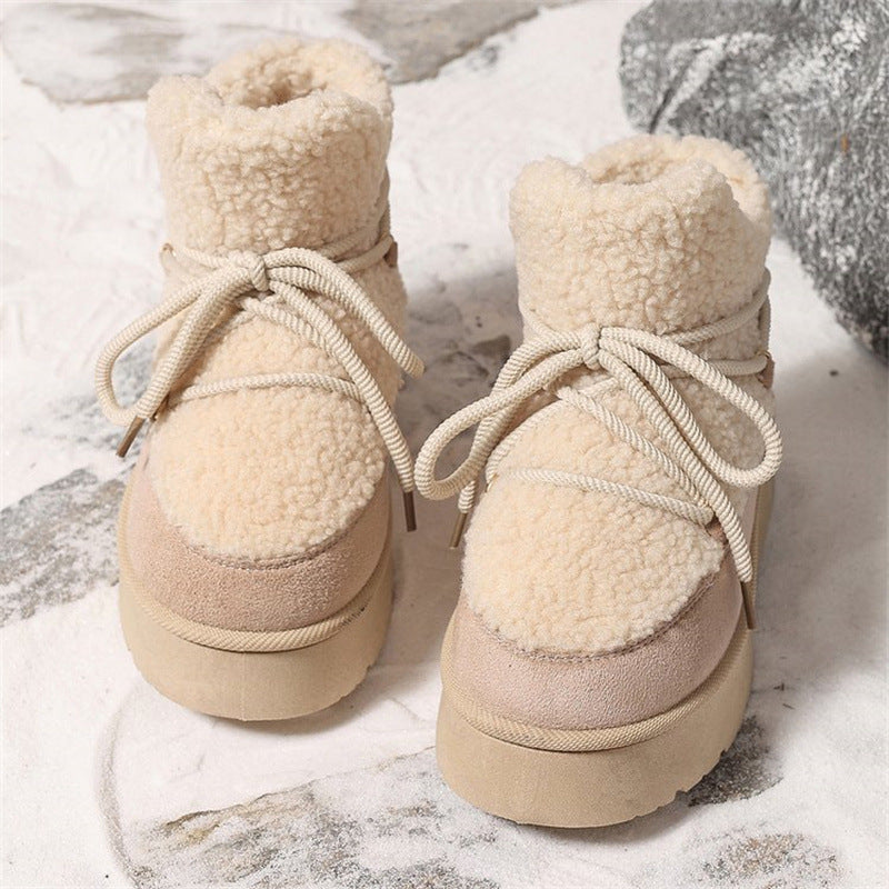 Cozy Lace-Up Women's Comfort Boots with Fleece Lining