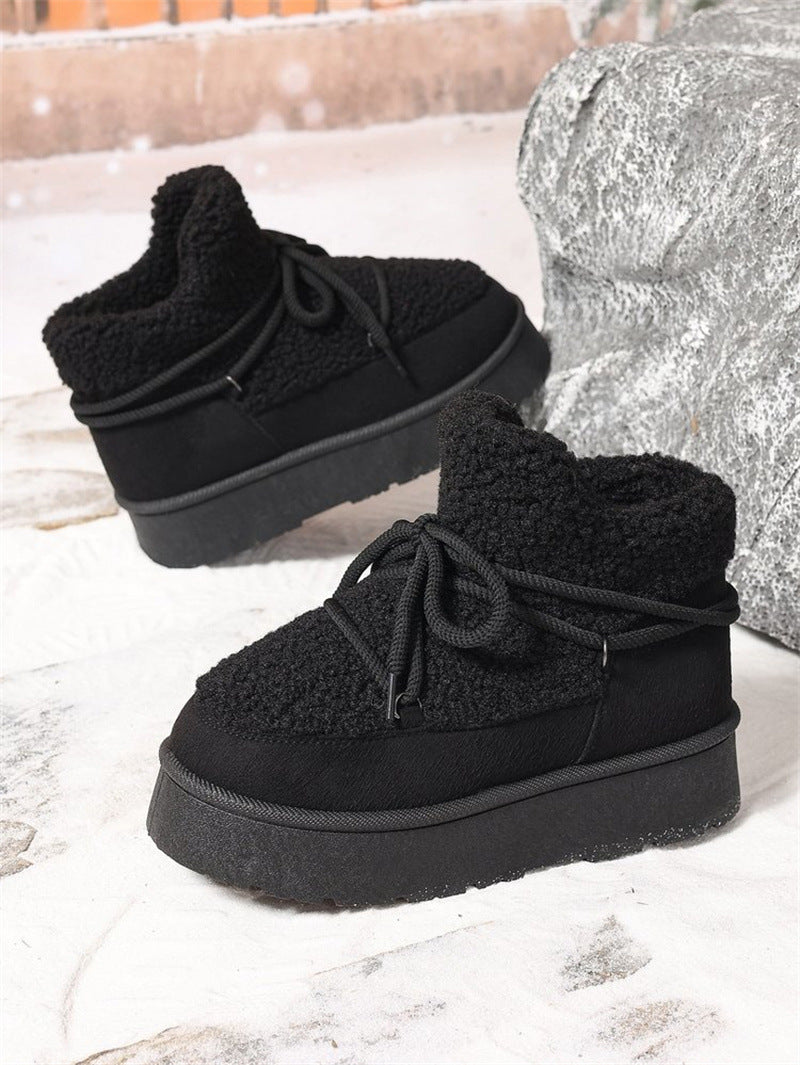 Cozy Lace-Up Women's Comfort Boots with Fleece Lining