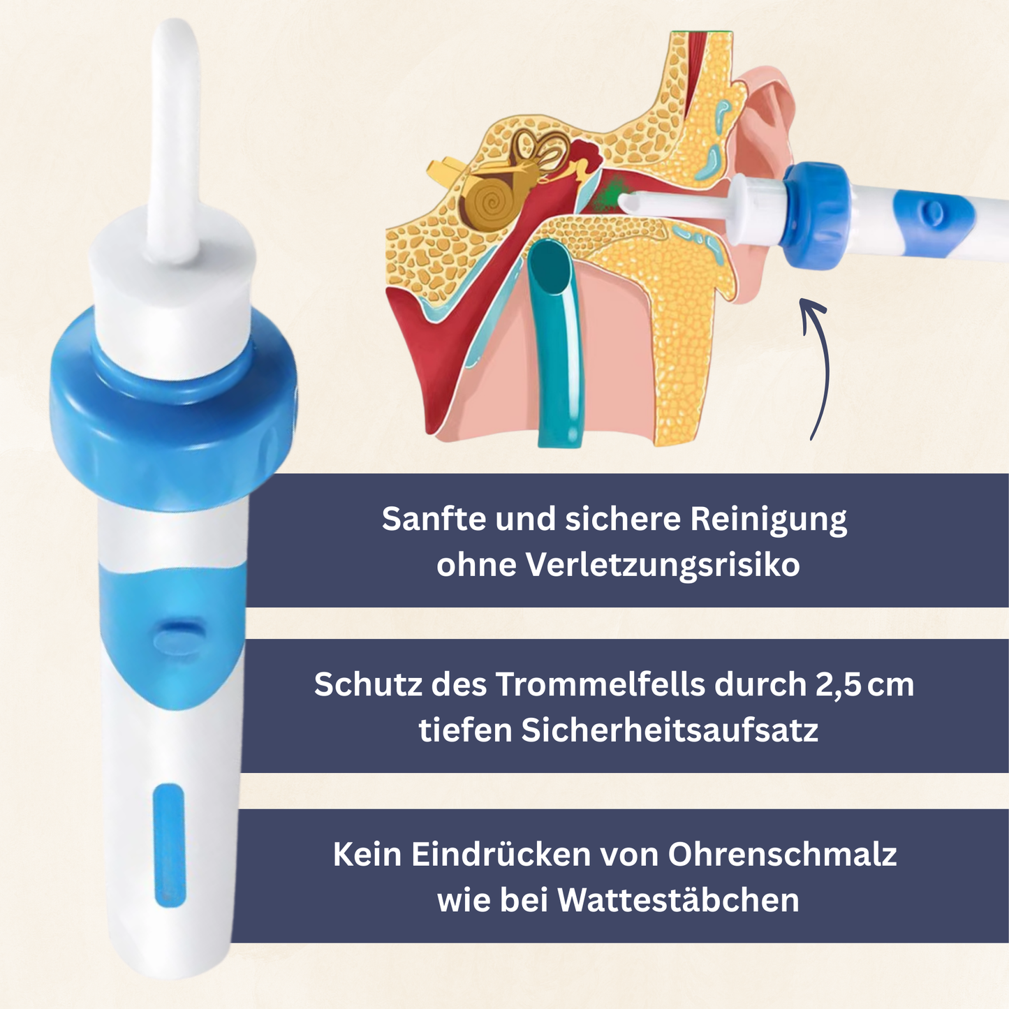 Rechargeable Ear Wax Vacuum Cleaner with Silicone Tips