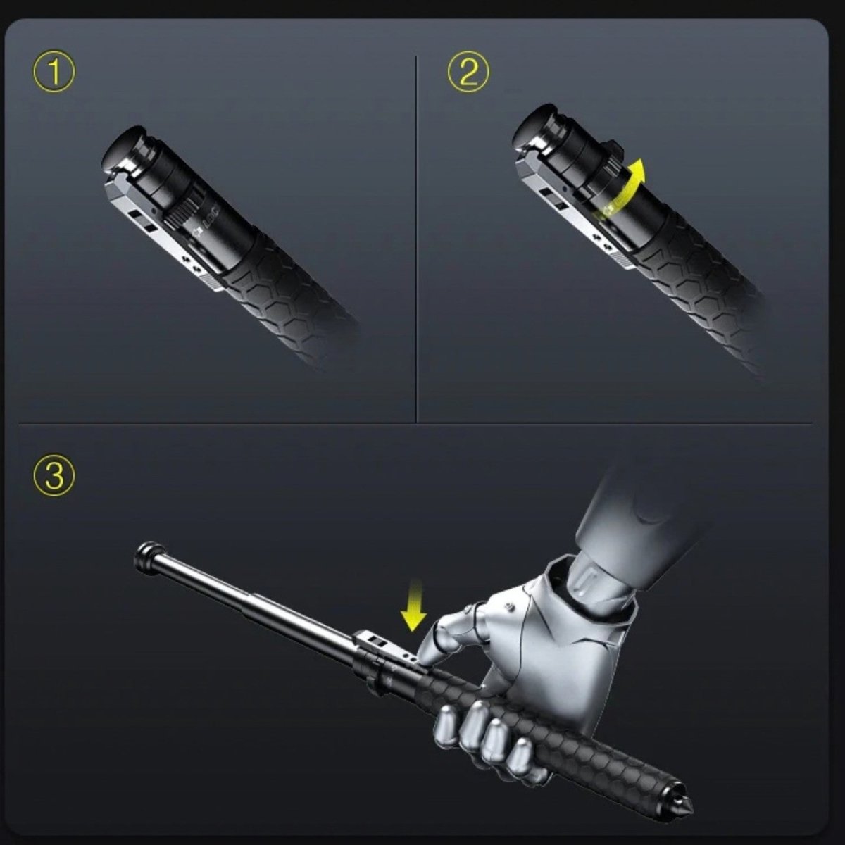Telescopic Self Defense Walking Stick with Instant Deployment