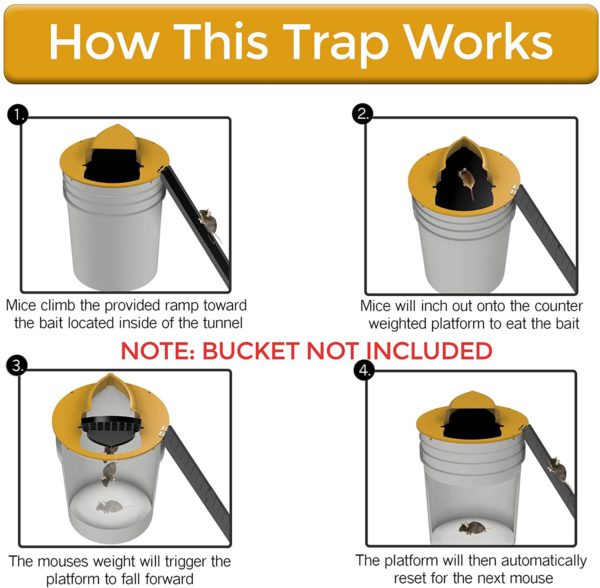 Nontoxic Bucket Lid Mouse Trap for Mice and Rats
