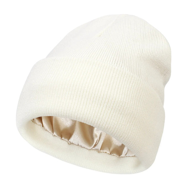 Silk Lined Wool Winter Beanie for Warmth and Hair Protection