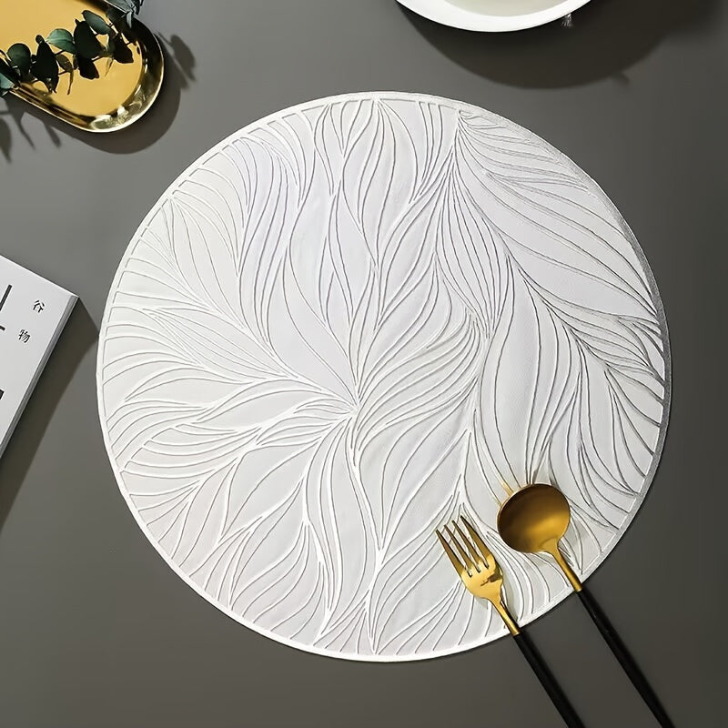 Round Heat-Resistant PVC Placemats with Gold Foil Design