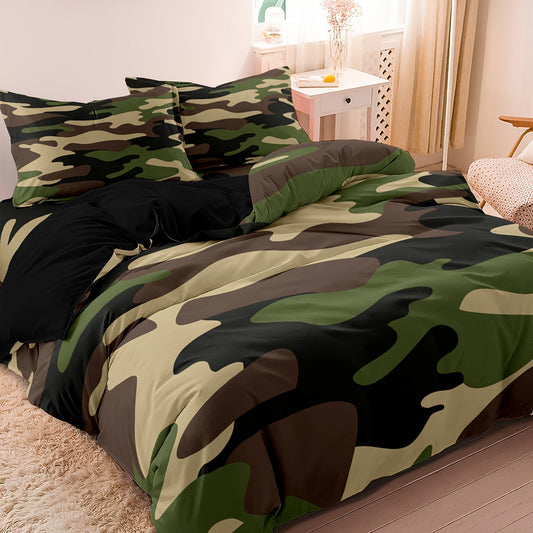 Chic Camouflage Duvet Cover Set with Pillowcases