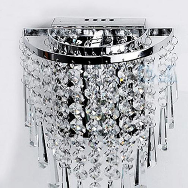 Modern Chrome Wall Sconce with Crystal Drops