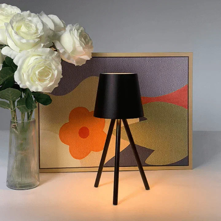 Cordless LED Tripod Table Lamp - Modern Minimalist Night Light