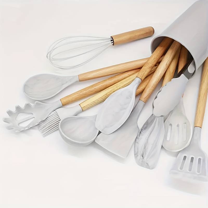 12-Piece Silicone and Wood Kitchen Utensil Set