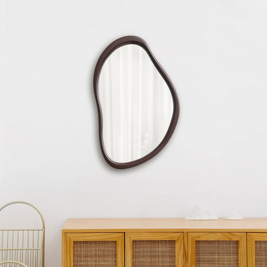Vintage Irregular Wooden Wall Mirror 15.5 x 9.8 Inch