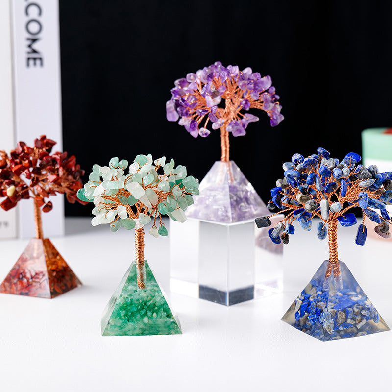 Natural Crystal Feng Shui Tree with Pyramid Base